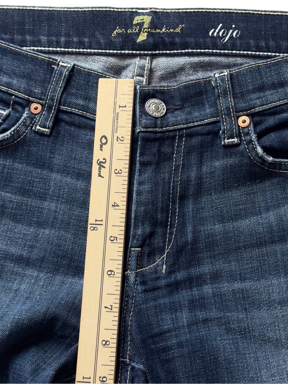 7 For All Mankind Dojo Jeans Womens 30 Flare Wide Leg Boho Dark Wash Denim - Picture 10 of 13